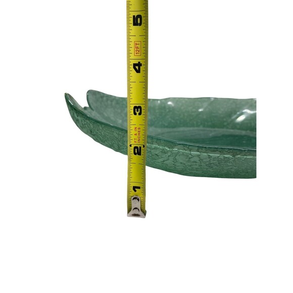 Vintage Leaf Fruit Bowl Art Deco Glass Green Serving Dish Decor 15 1/4” X  10” - Picture 8 of 14